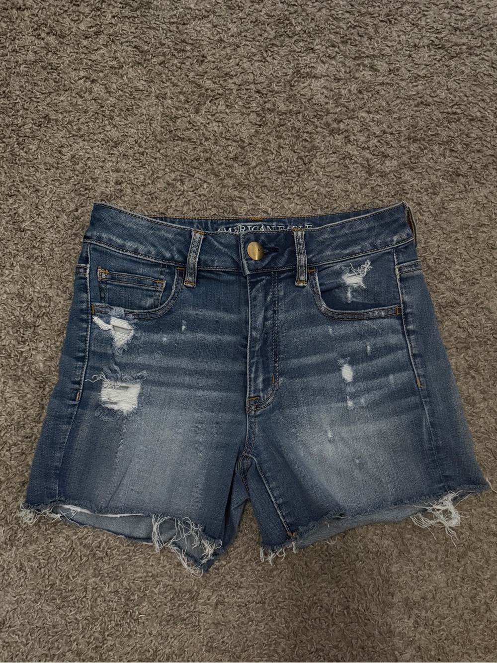 American Eagle Outfitters Distressed Dark Blue Denim Cutoff Shorts